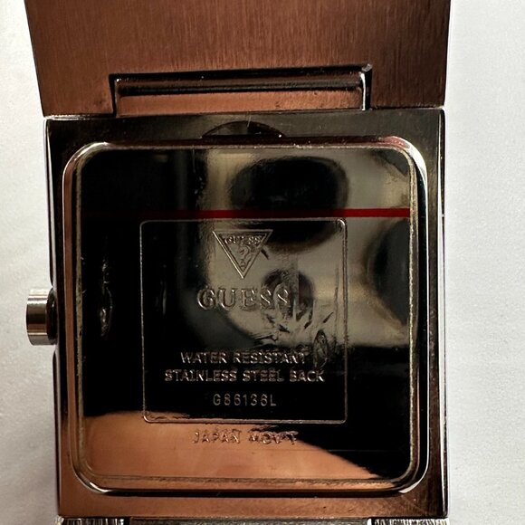 3/$30 Guess Watch Women Silver Tone Pink Dial Wide Bangle Band New Battery 6.5" - Picture 6 of 11